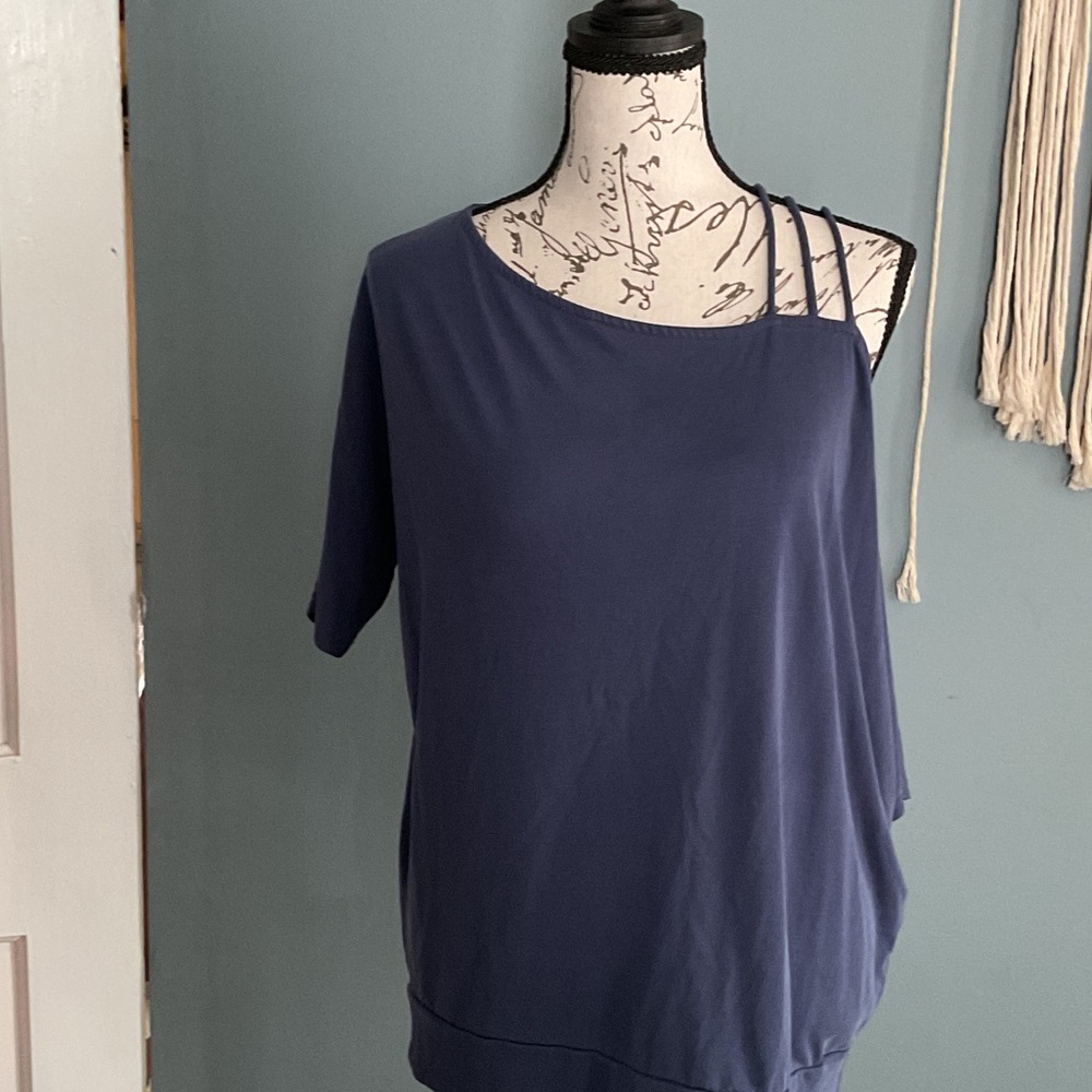 White Birch Asymmetrical Blue Blouse